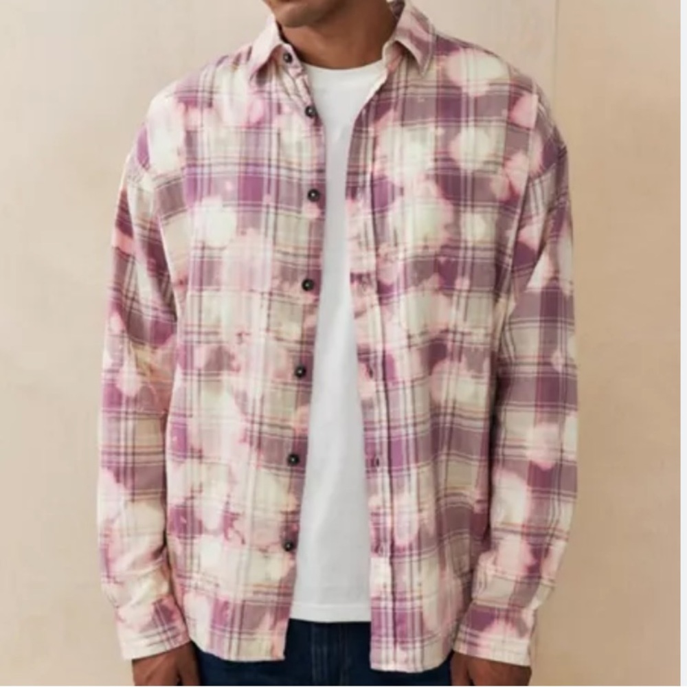 NEW BDG Pink and Cream Plaid Shirt